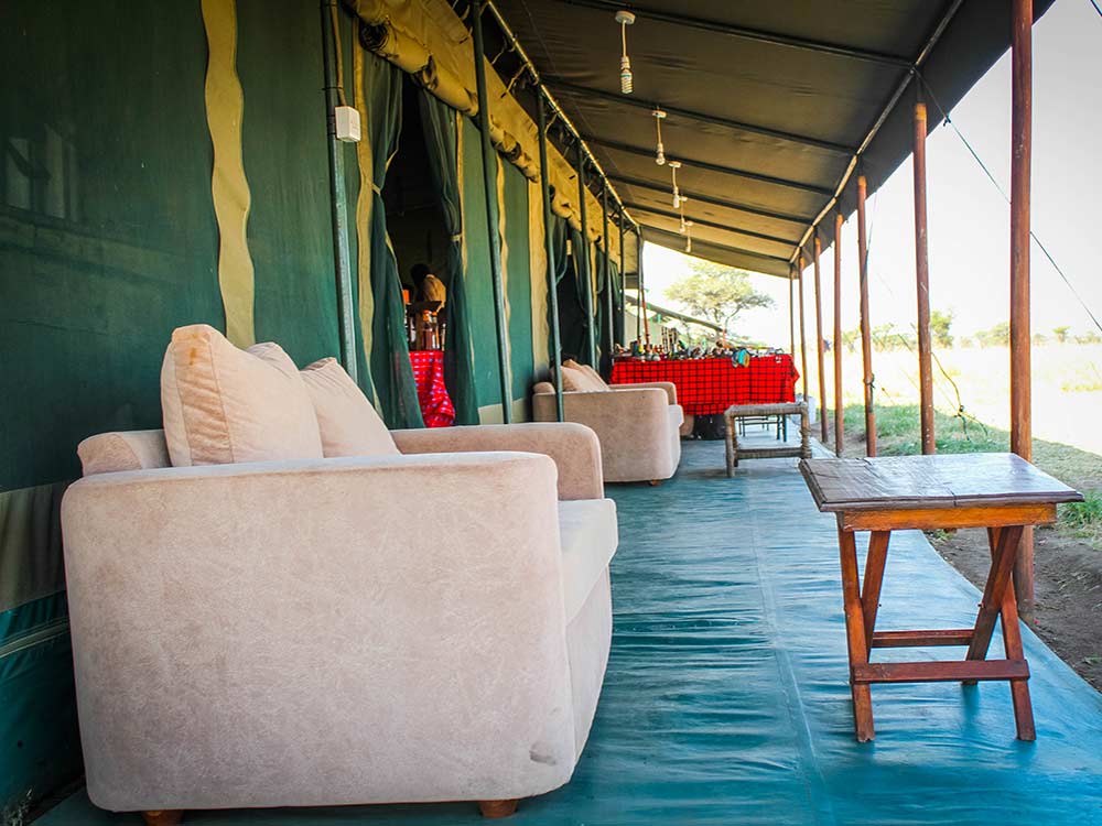 Camp dining area set for a meal